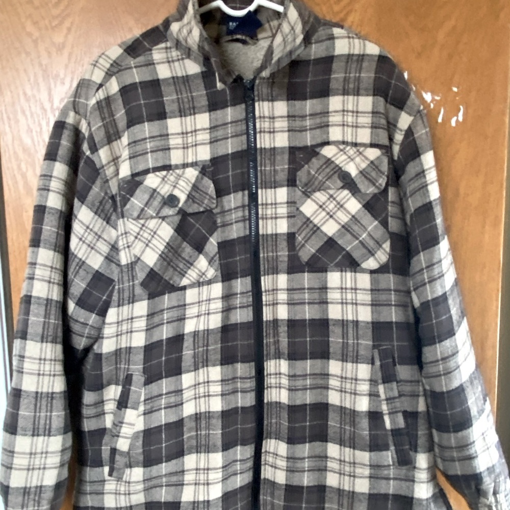 Men Jacket Plaid Regular Long Sleeve Quilted.